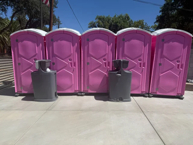 Portable restrooms with separate handwashing stations